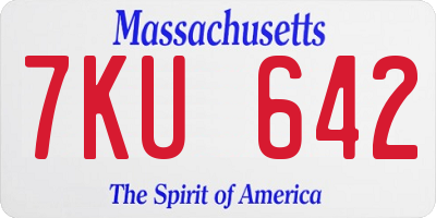 MA license plate 7KU642