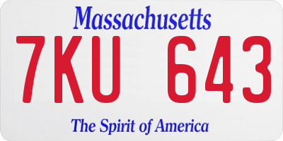 MA license plate 7KU643