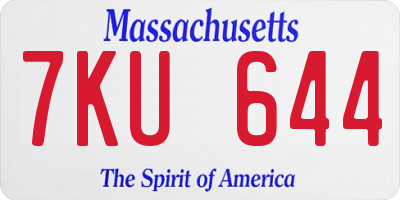 MA license plate 7KU644
