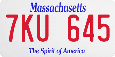 MA license plate 7KU645