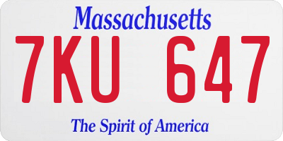 MA license plate 7KU647