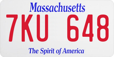MA license plate 7KU648
