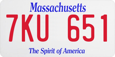 MA license plate 7KU651