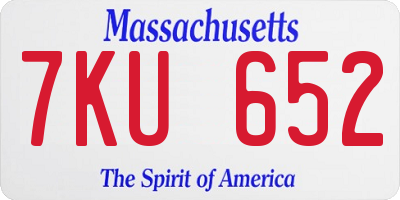 MA license plate 7KU652