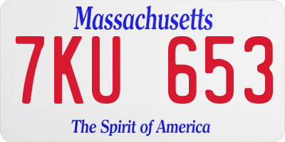 MA license plate 7KU653