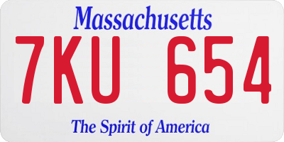 MA license plate 7KU654
