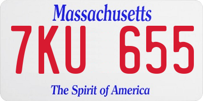 MA license plate 7KU655