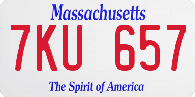 MA license plate 7KU657