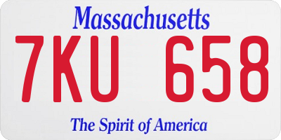 MA license plate 7KU658