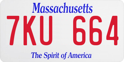 MA license plate 7KU664