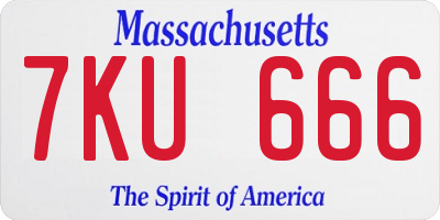 MA license plate 7KU666