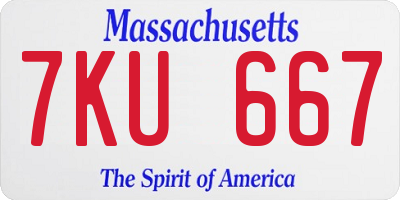 MA license plate 7KU667