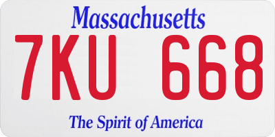 MA license plate 7KU668