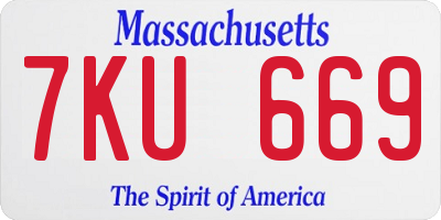 MA license plate 7KU669