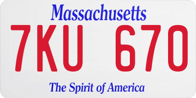 MA license plate 7KU670