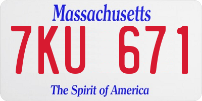 MA license plate 7KU671