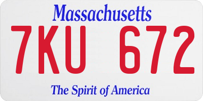 MA license plate 7KU672