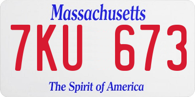 MA license plate 7KU673