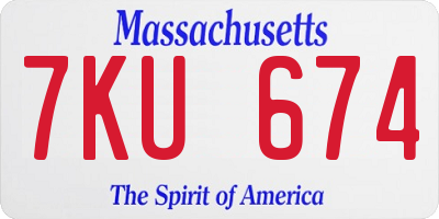 MA license plate 7KU674