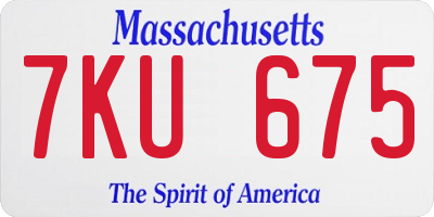 MA license plate 7KU675