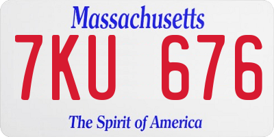 MA license plate 7KU676