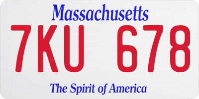 MA license plate 7KU678
