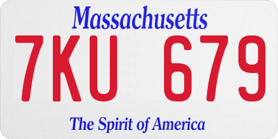 MA license plate 7KU679