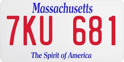 MA license plate 7KU681