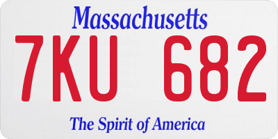 MA license plate 7KU682