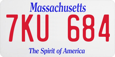 MA license plate 7KU684