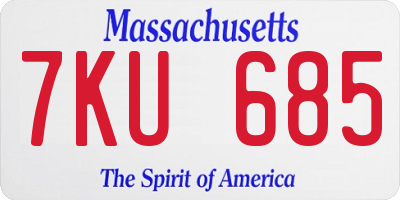 MA license plate 7KU685