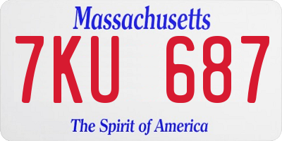 MA license plate 7KU687