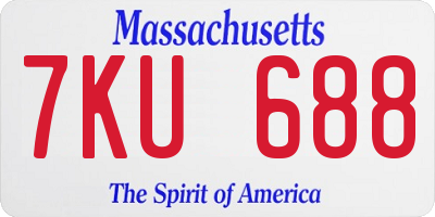MA license plate 7KU688