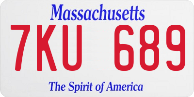MA license plate 7KU689