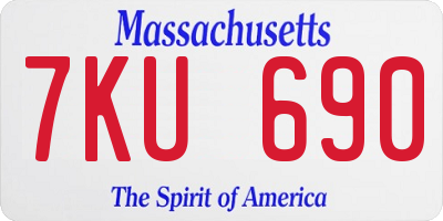 MA license plate 7KU690