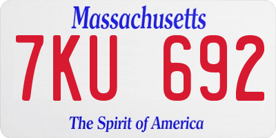 MA license plate 7KU692