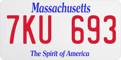 MA license plate 7KU693