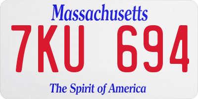 MA license plate 7KU694