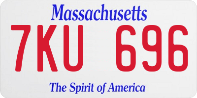 MA license plate 7KU696