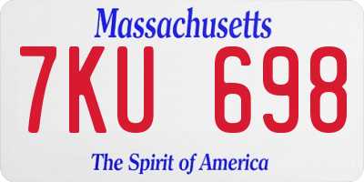 MA license plate 7KU698