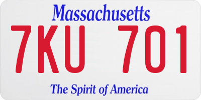MA license plate 7KU701