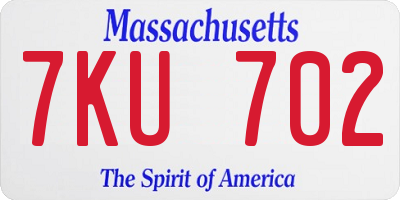 MA license plate 7KU702