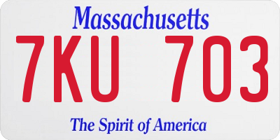 MA license plate 7KU703
