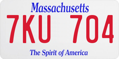 MA license plate 7KU704