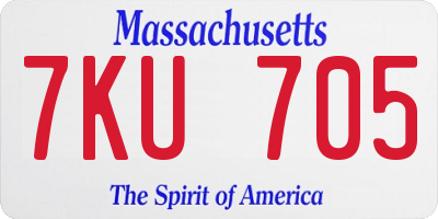 MA license plate 7KU705
