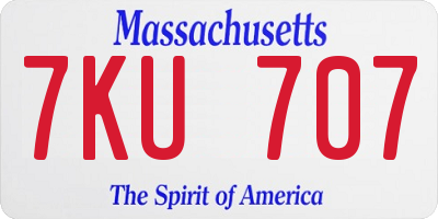 MA license plate 7KU707