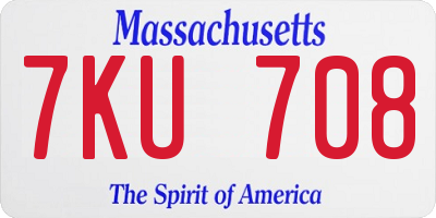 MA license plate 7KU708
