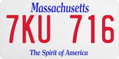 MA license plate 7KU716