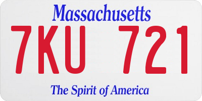 MA license plate 7KU721
