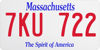 MA license plate 7KU722
